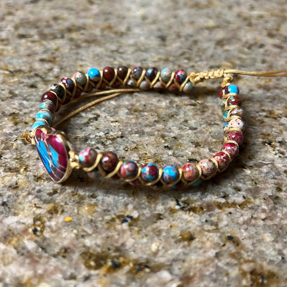 New Natural Stone Heart Charm Bracelets - Picture 8 of 9